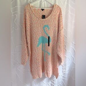 🦩 NWT Torrid Blue Flamingo Multicolor Sweater 🦩